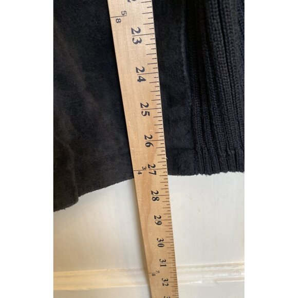 Mens Sz L Black Cubavera Zip Suede Front Ribbed Knit Sweater Jacket Retro EUC - Picture 8 of 9